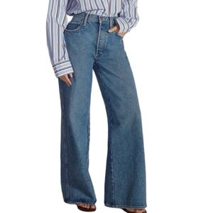 Favorite Daughter The Ollie Baggy Wide Leg Blue Denim Cargo Pocket Size 32 NEW